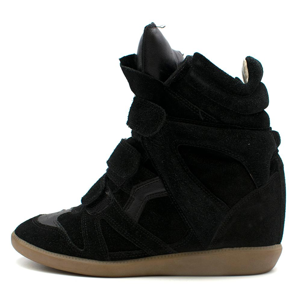 Black Isabel Marant Beckett Suede Wedge Sneakers	37