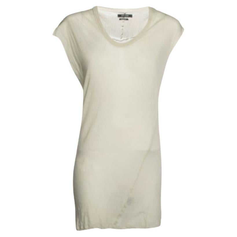 Isabel Marant Beige Cotton See Through Sleeveless Mini Dress M en vente