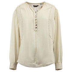 Isabel Marant Beige Silk Beaded Blouse Size S