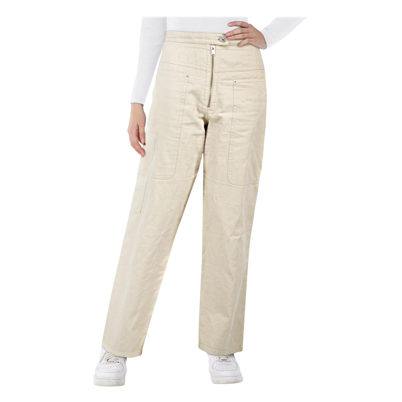 Isabel Marant Beige Straight Phil Trousers Taille M