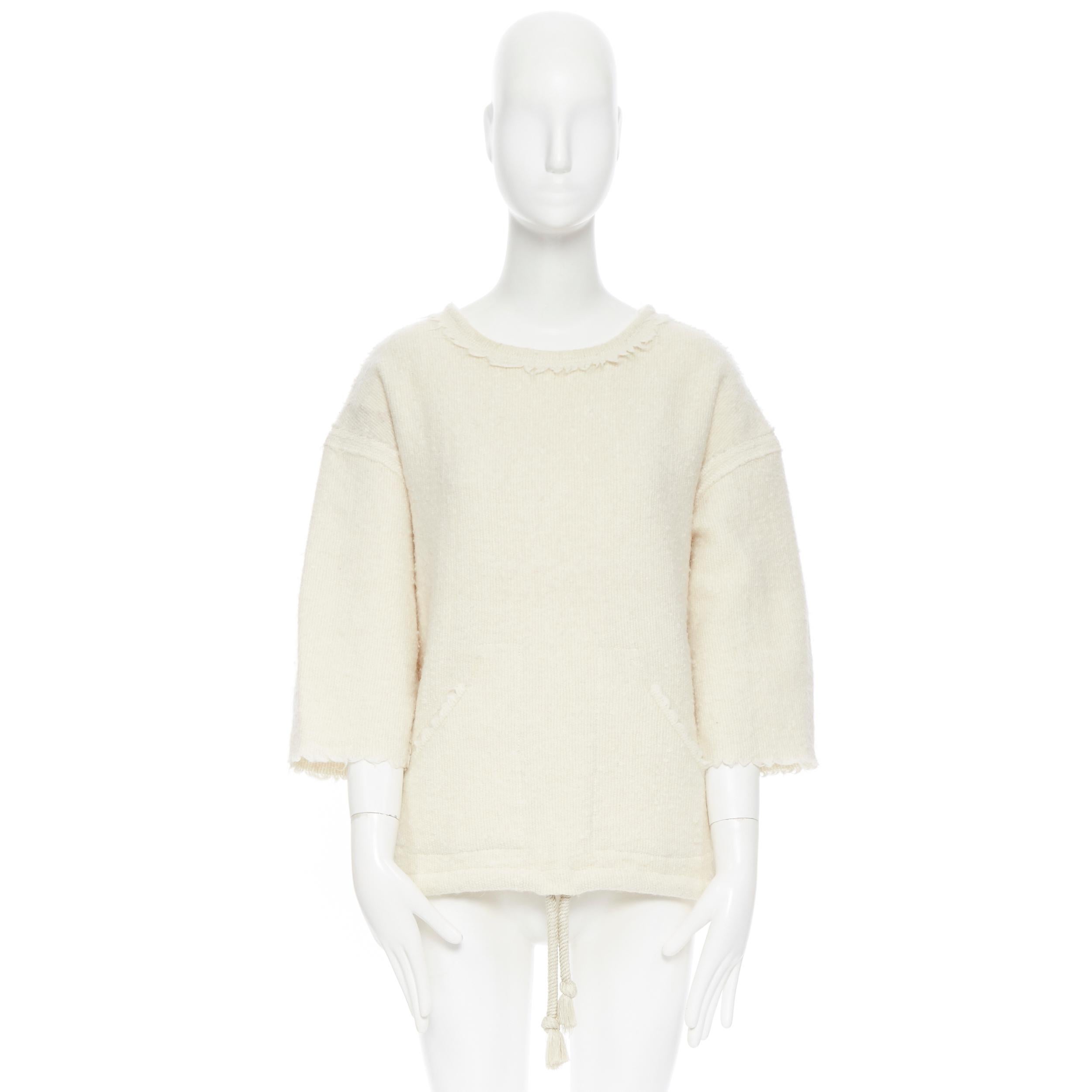 Beige ISABEL MARANT beige virgin wool mohair blend oversized  boxy sweater FR36