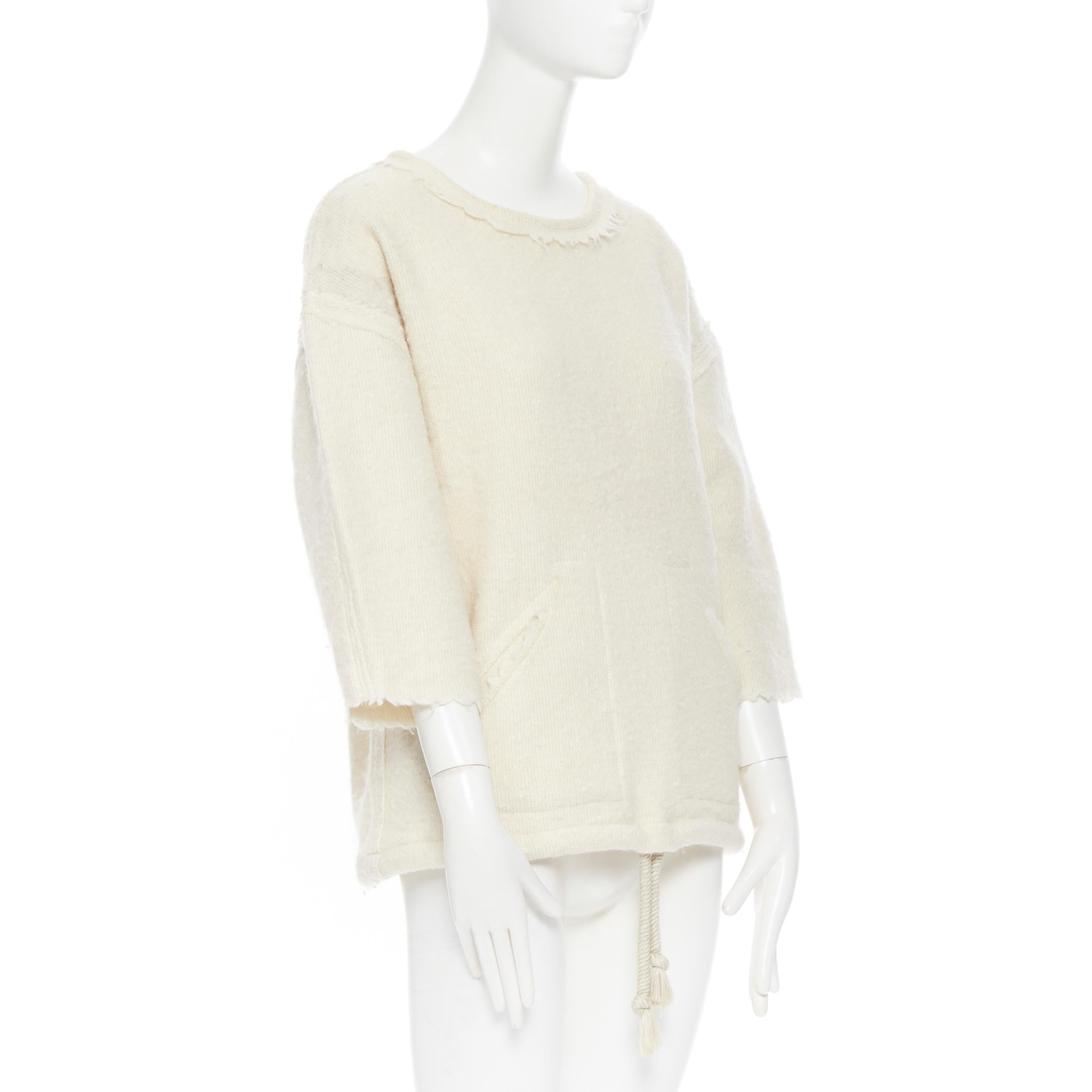 Women's ISABEL MARANT beige virgin wool mohair blend oversized  boxy sweater FR36