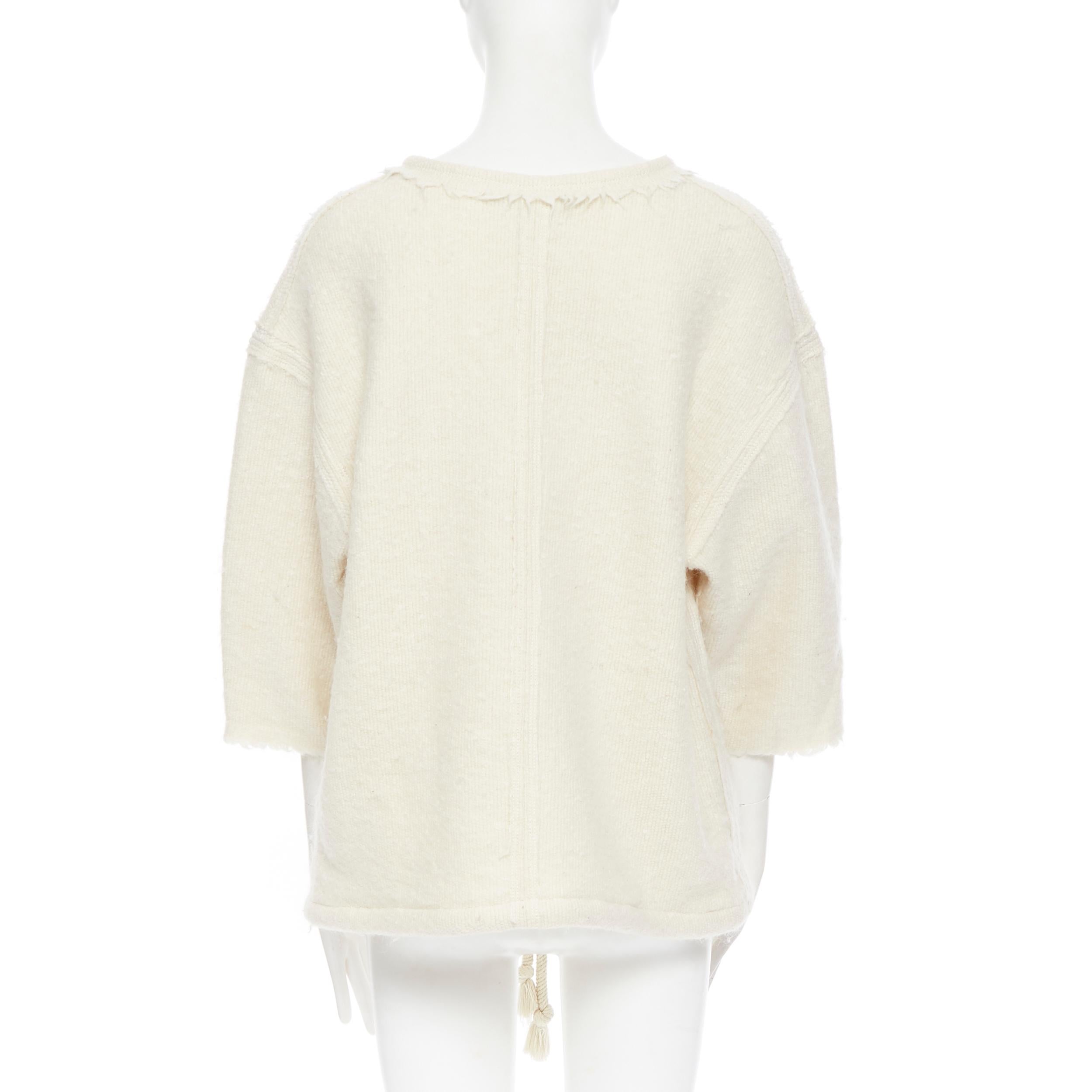 ISABEL MARANT beige virgin wool mohair blend oversized  boxy sweater FR36 3