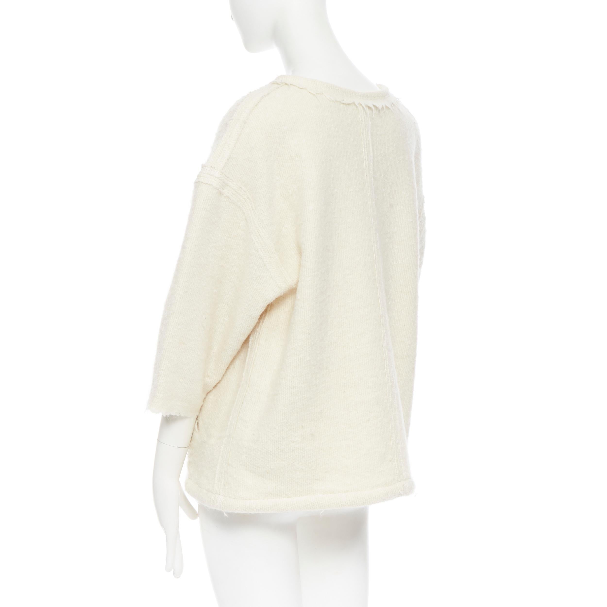 ISABEL MARANT beige virgin wool mohair blend oversized  boxy sweater FR36 4