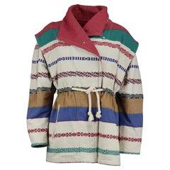 Isabel Marant Belia Oversized Embroidered Cotton Canvas Jacket FR 36 UK 8