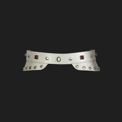 Isabel Marant Belt - Leather + Stud Detailing - Red & White Beading