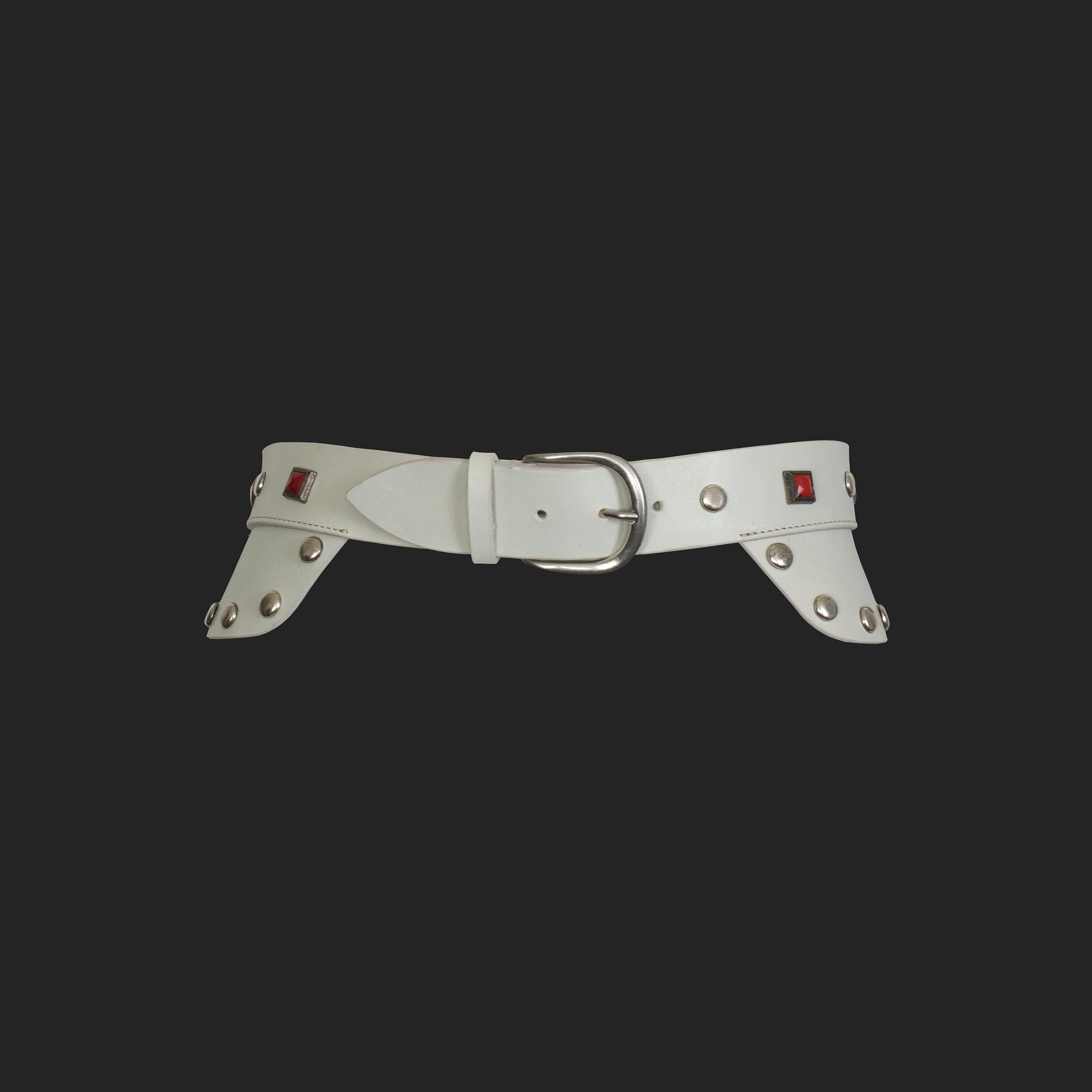 Women's Isabel Marant Belt - Leather + Stud Detailing - Red & White Beading For Sale