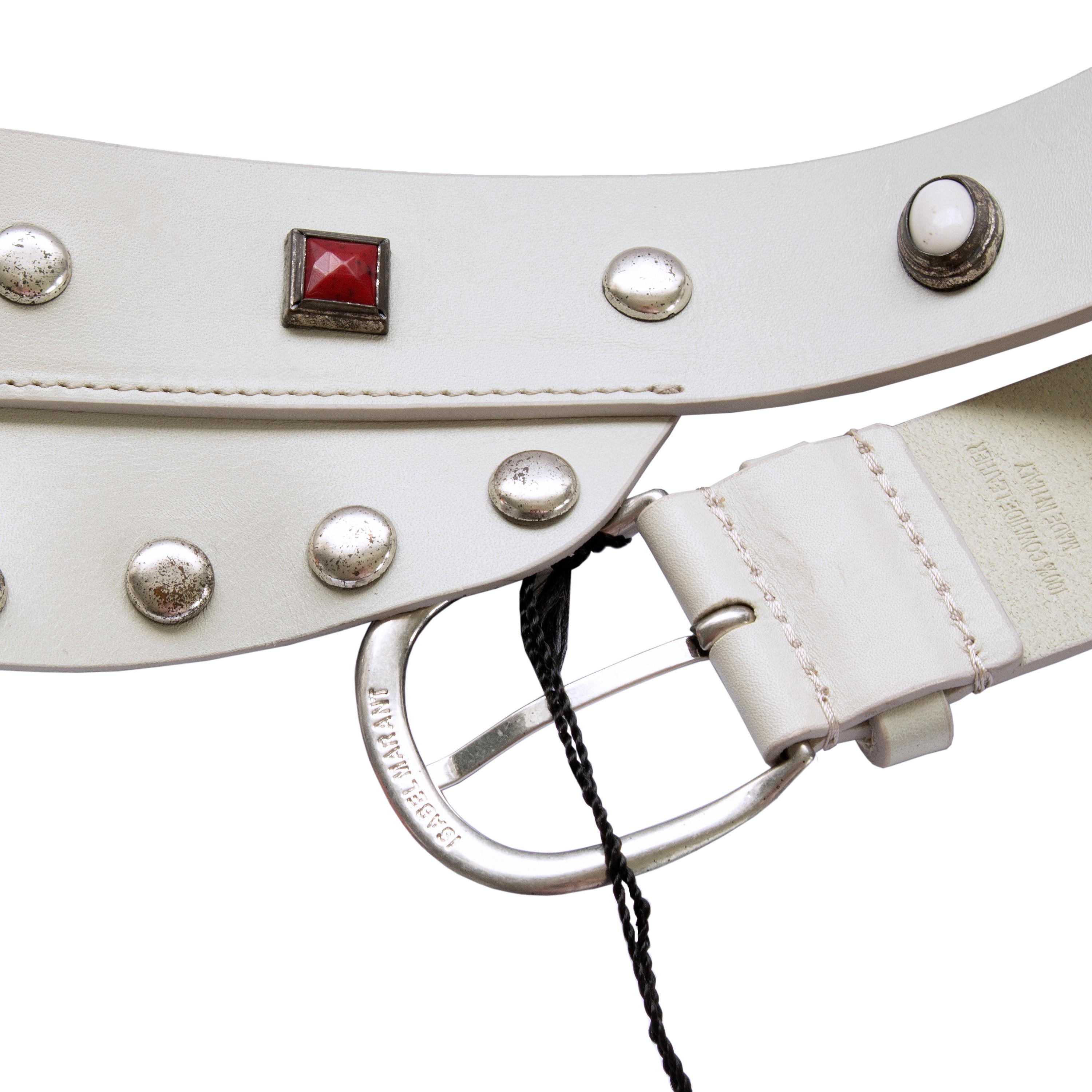 Isabel Marant Belt - Leather + Stud Detailing - Red & White Beading For Sale 3