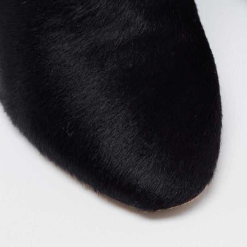 Isabel Marant Black Calf Hair and Suede Wedge Ankle Boots Size 36 For Sale 1
