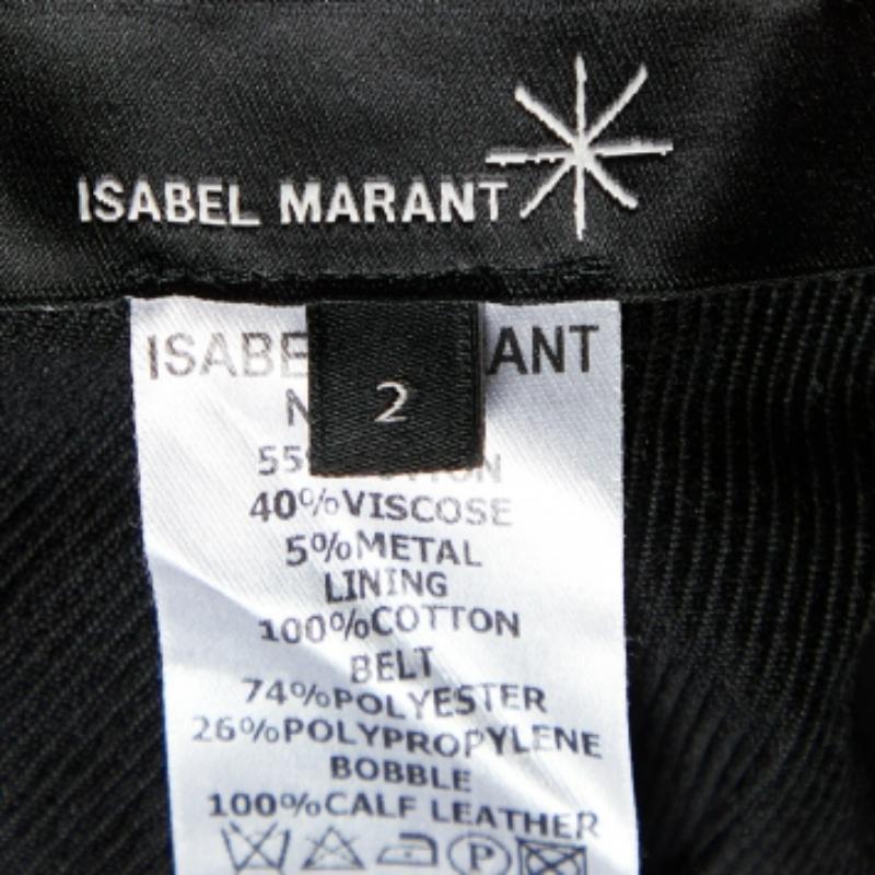 Nero Isabel Marant Pantaloni affusolati in cotone nero con dettaglio cintura M. in vendita