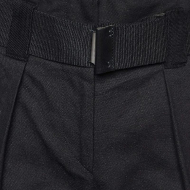 Isabel Marant Pantaloni affusolati in cotone nero con dettaglio cintura M. in vendita 1