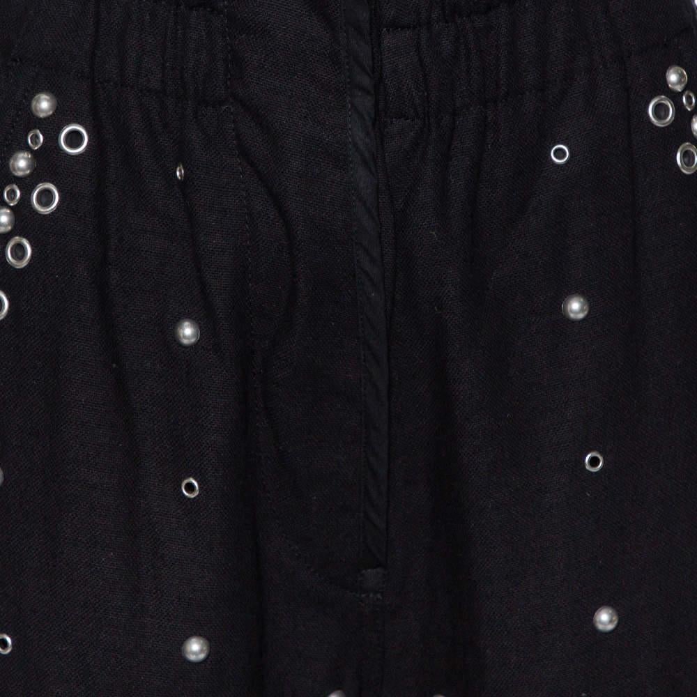 Women's Isabel Marant Black Cotton Studded Paneled Eloma Pants L