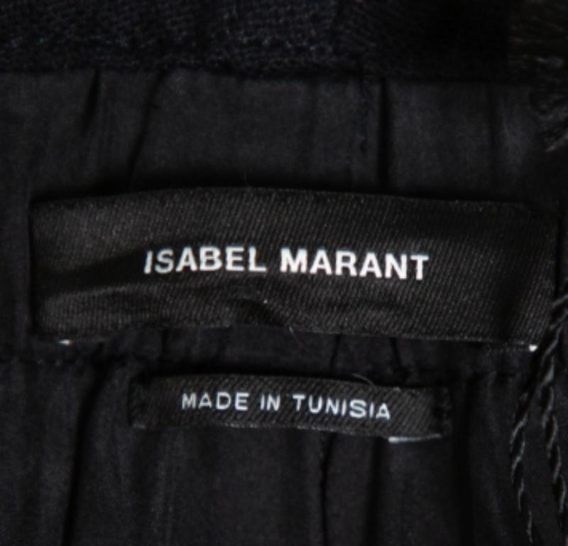 Isabel Marant Black Cotton Studded Paneled Eloma Pants L For Sale 1