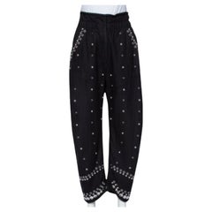 Isabel Marant Black Cotton Studded Paneled Eloma Pants L