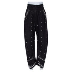 Isabel Marant Black Cotton Studded Paneled Eloma Pants L