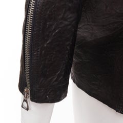 ISABEL MARANT black crinkled leather biker zip pullover jacket FR1 S