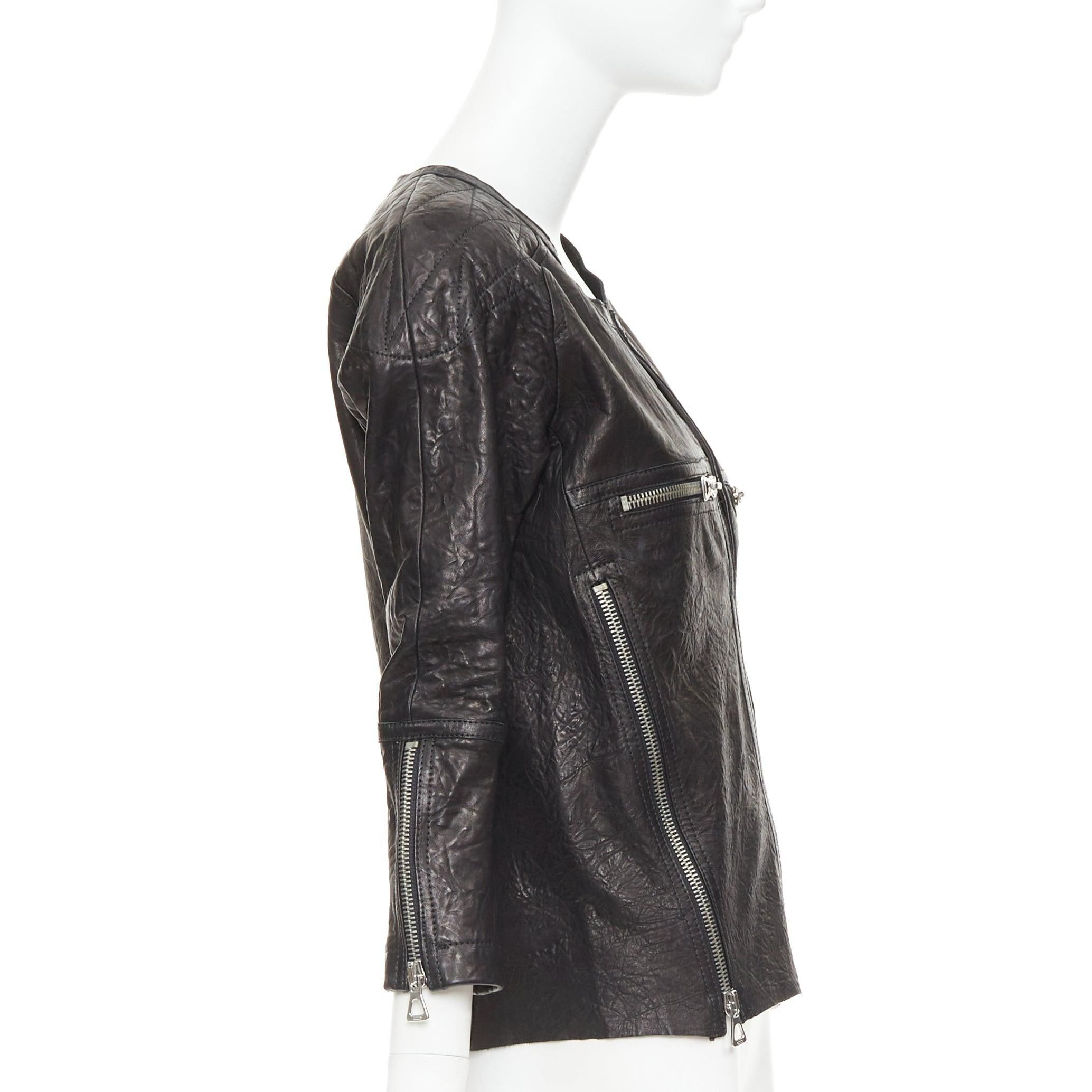 De las mujeres ISABEL MARANT cazadora biker de piel arrugada negra con cremallera FR1 S en venta