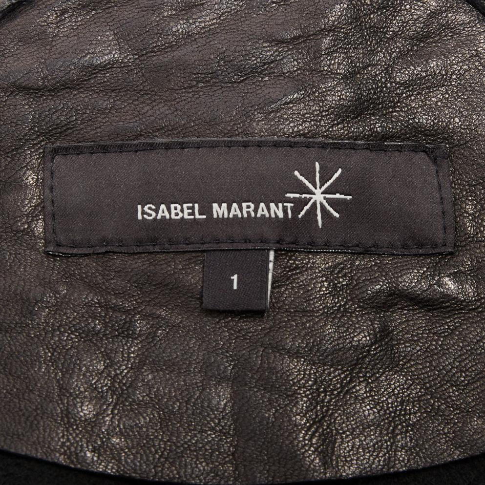 ISABEL MARANT cazadora biker de piel arrugada negra con cremallera FR1 S en venta 4
