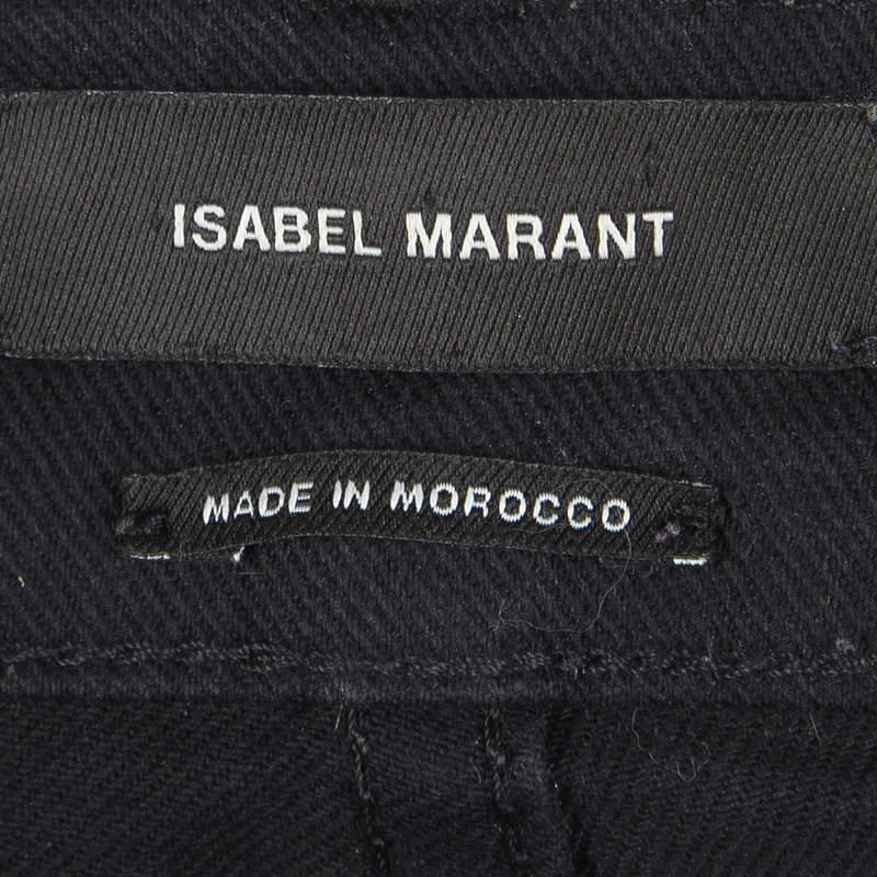 Women's Isabel Marant Black Embroidered Denim Skinny Jeans S For Sale