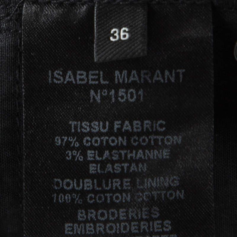 Isabel Marant Black Embroidered Denim Skinny Jeans S For Sale 1