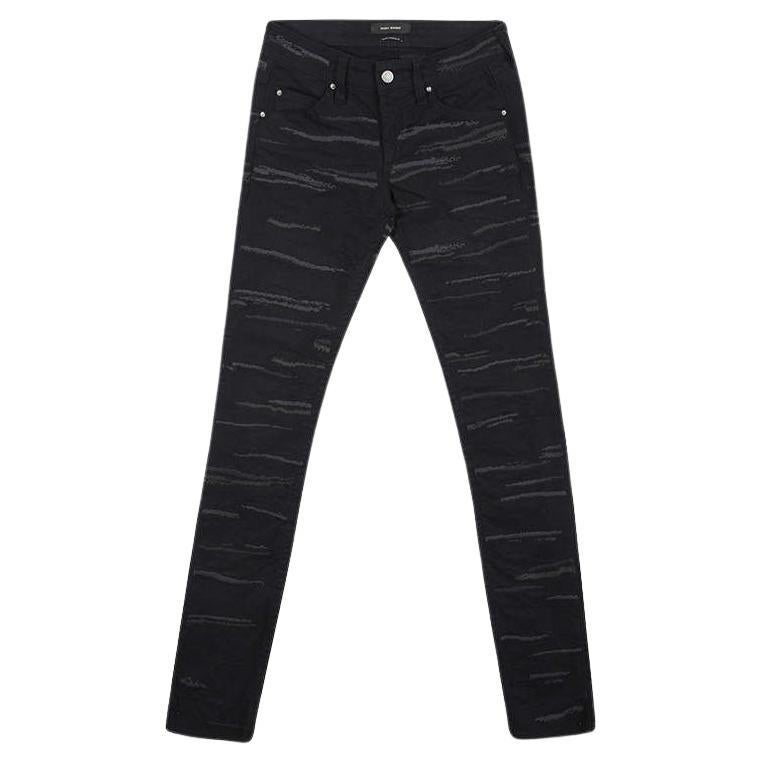 Isabel Marant Black Embroidered Denim Skinny Jeans S For Sale