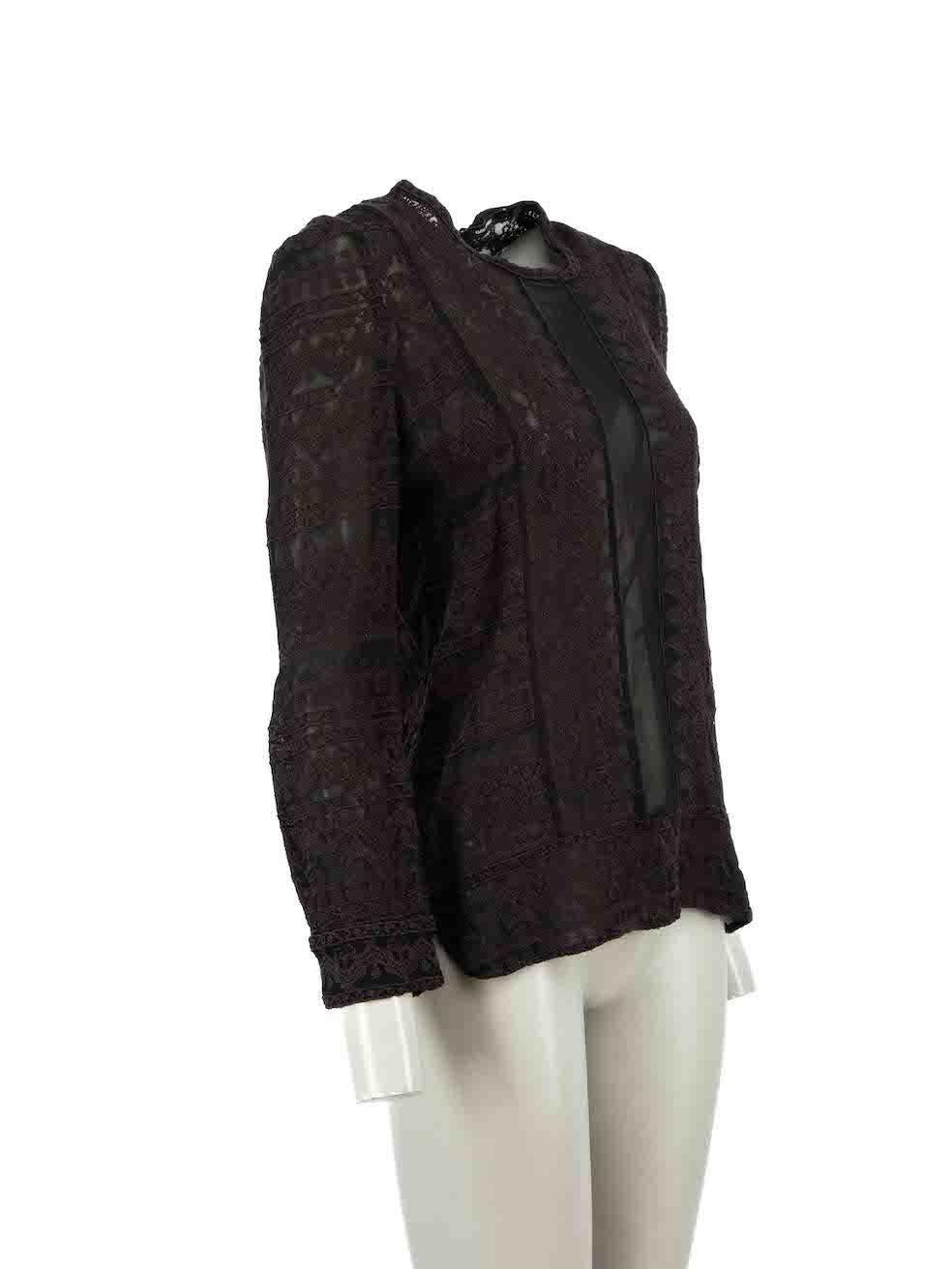 CONDITION is Very good. Minimal wear to top is evident. Minimal wear to the rear hook and eye fastening with the hook coming loose and there are pulls to the overall embroidery on this used Isabel Marant designer resale item.
