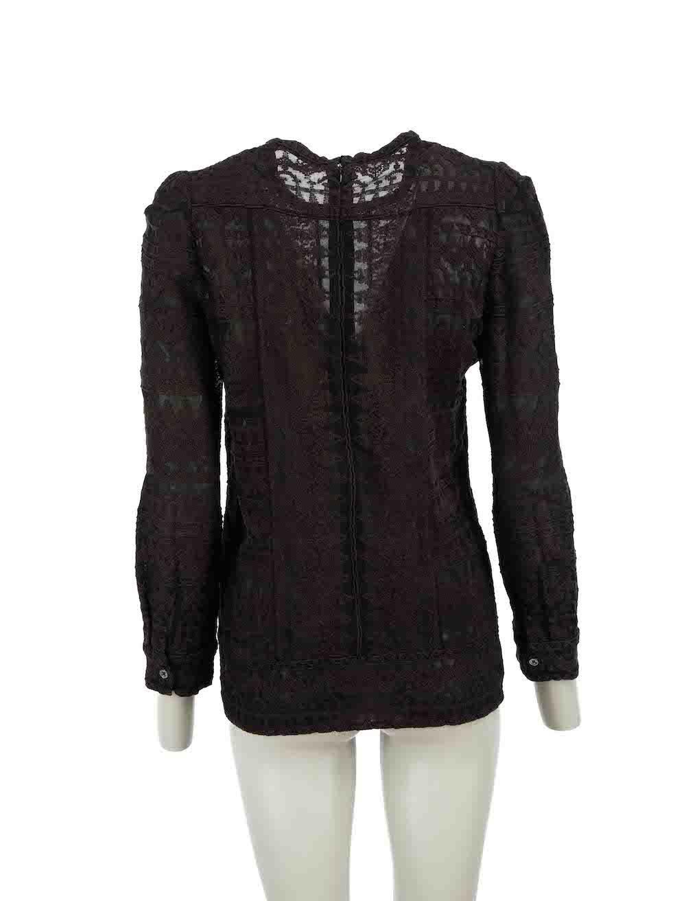 Isabel Marant Black Embroidered Sheer Top Size M In Excellent Condition For Sale In London, GB