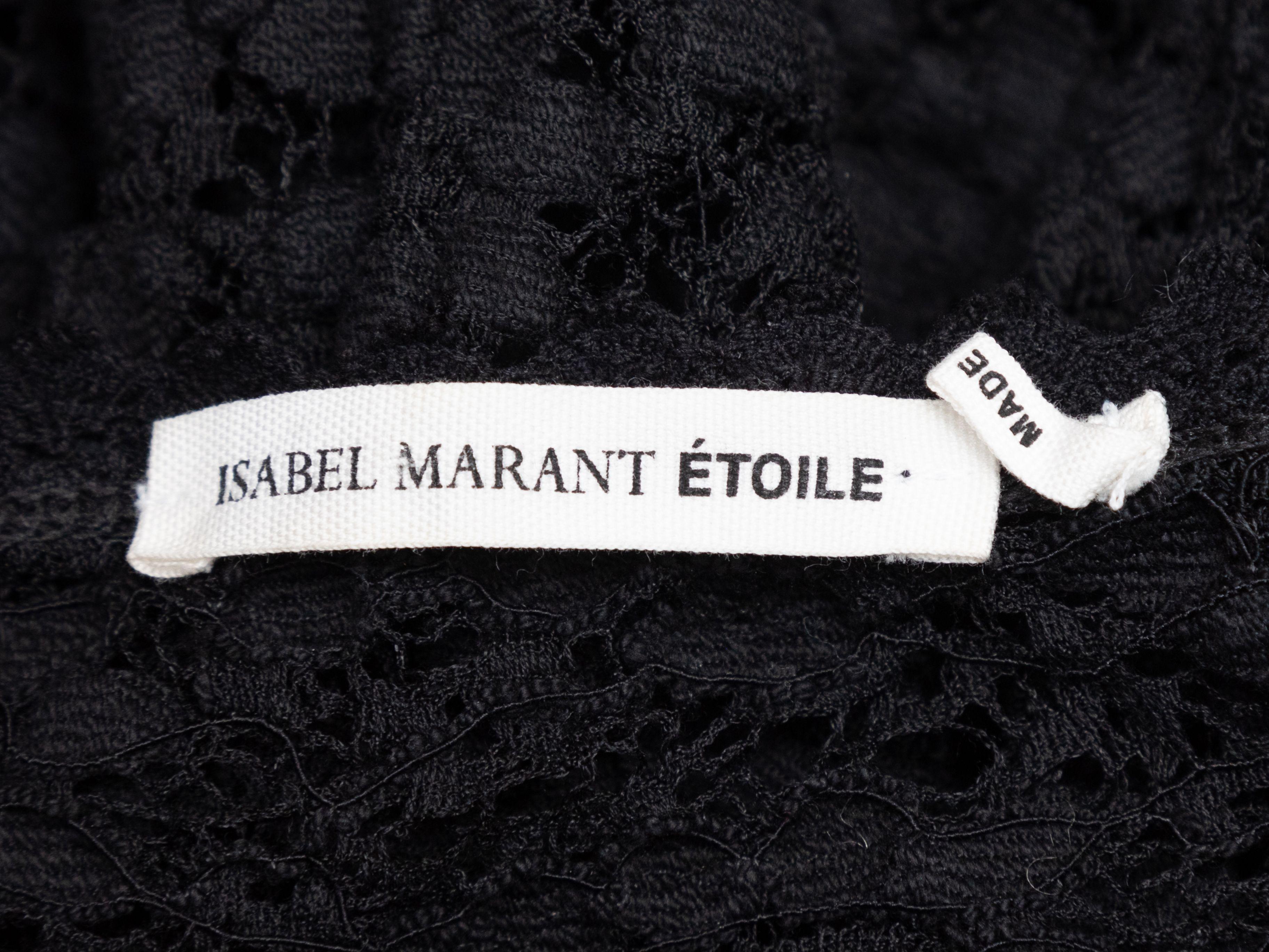 Product Details: Black sheer lace long sleeve top by Etoile Isabel Marant. Crew neck. Designer size 40. 34