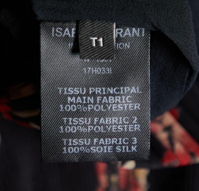 Isabel Marant Black Floral Print Crepe Pleated Midi Skirt S In Good Condition For Sale In Dubai, Al Qouz 2