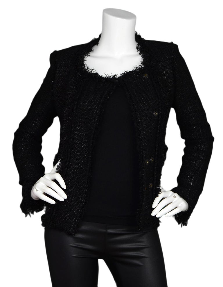 Isabel Marant Black Fringe Tweed Jacket Sz 36 For Sale at 1stDibs