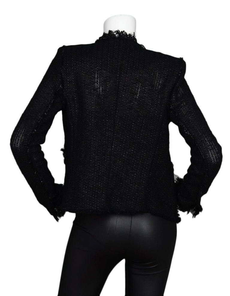 Isabel Marant Black Fringe Tweed Jacket Sz 36 For Sale At 1stdibs