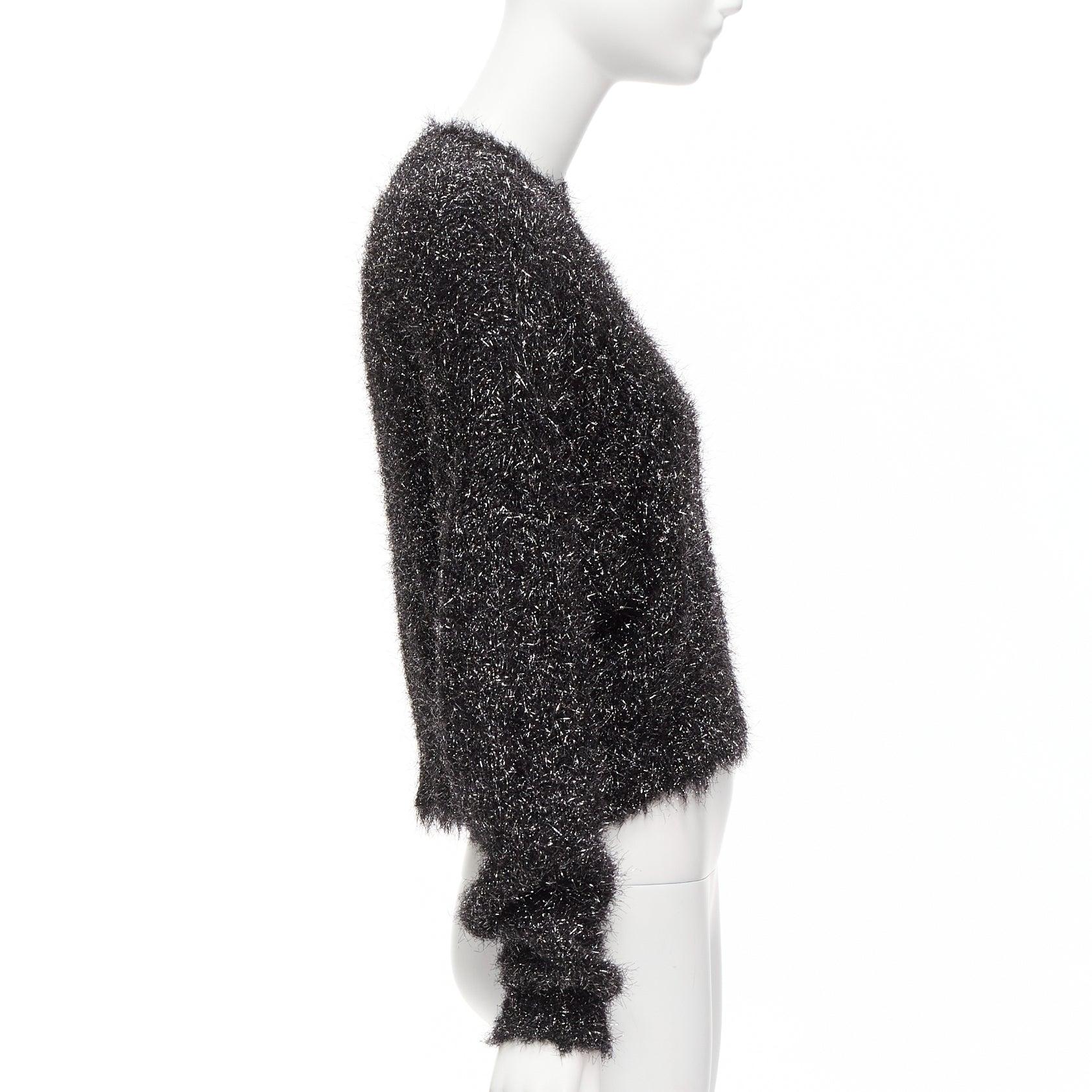 ISABEL MARANT black gunmetal tinsel batwing slouchy cropped sweater FR34 XS For Sale 1