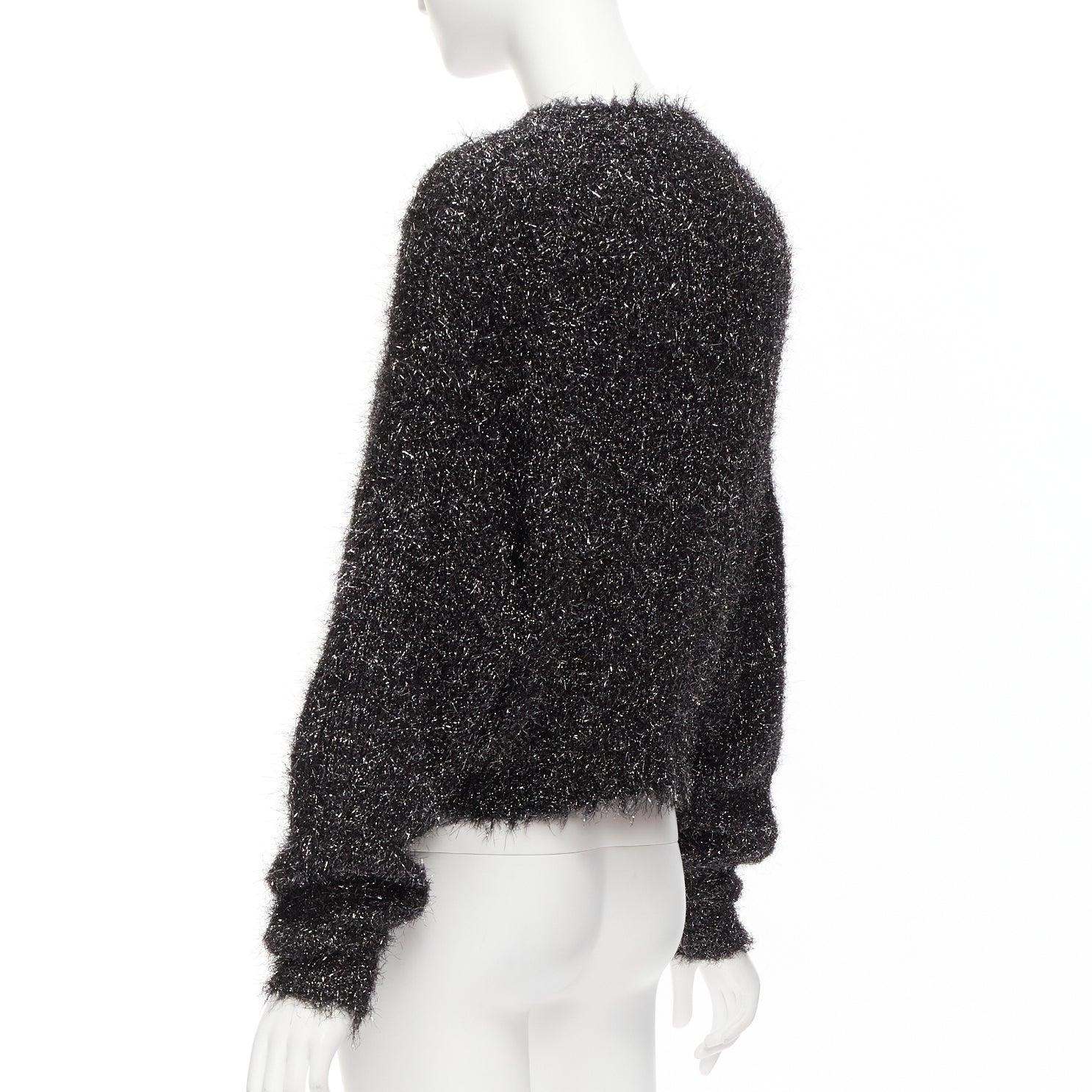 ISABEL MARANT black gunmetal tinsel batwing slouchy cropped sweater FR34 XS For Sale 3
