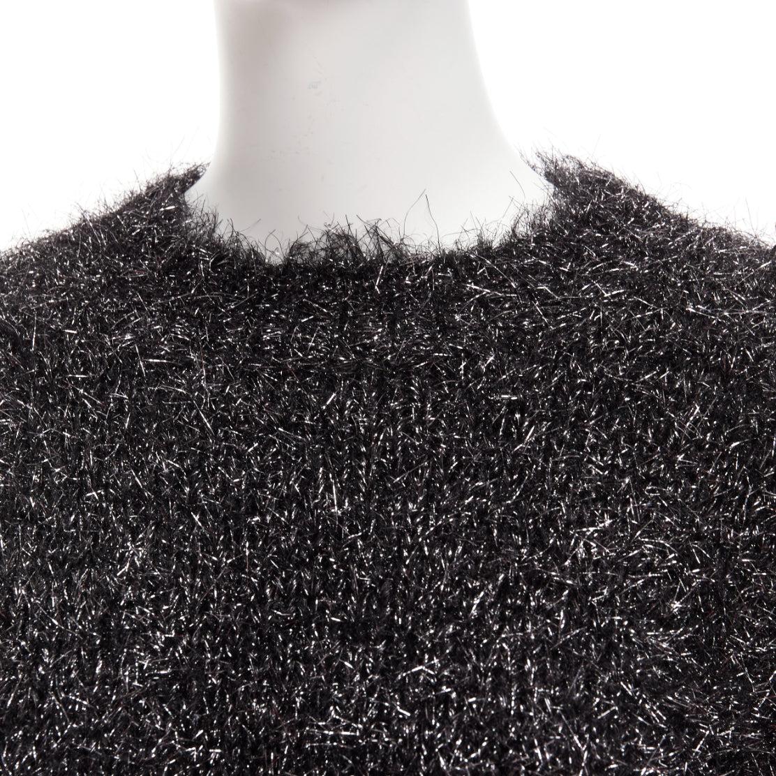 ISABEL MARANT black gunmetal tinsel batwing slouchy cropped sweater FR34 XS For Sale 4