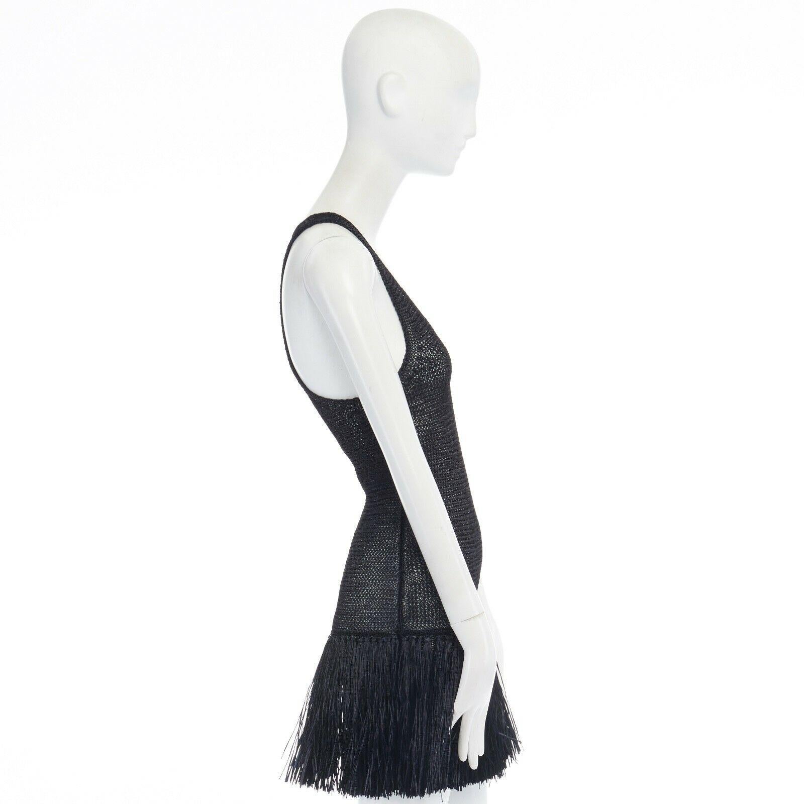 Black ISABEL MARANT black  Italian yarn strass fringe hula skirt mini dress FR36