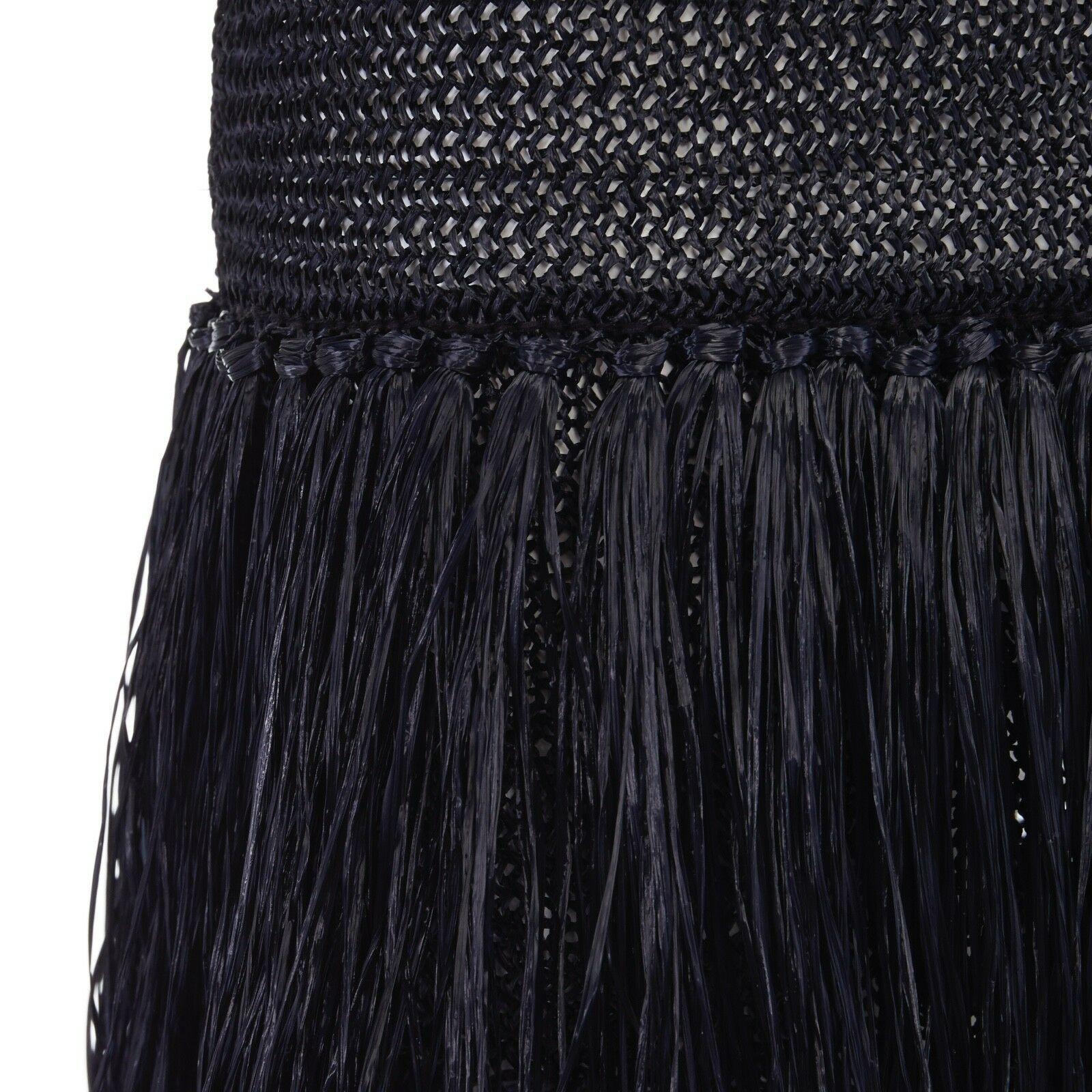 ISABEL MARANT black  Italian yarn strass fringe hula skirt mini dress FR36 3