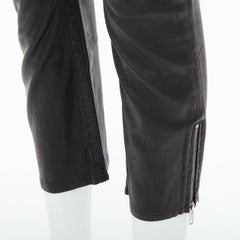 ISABEL MARANT black lambskin leather mid rise ankle zip skinny pants Sz1 XS