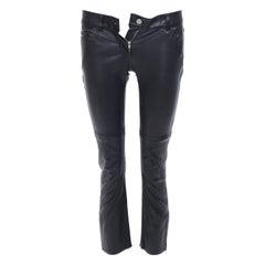 ISABEL MARANT black lambskin leather mid rise ankle zip skinny pants Sz1 XS
