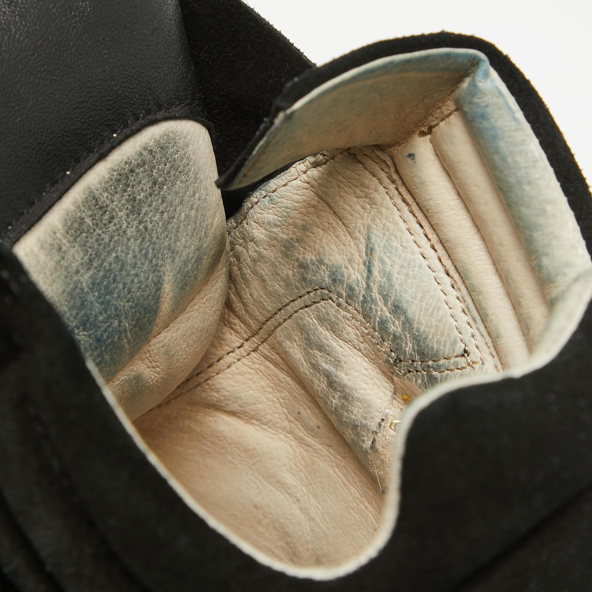 Isabel Marant Black Leather and Suede Over Basket Wedge High Top Sneakers Size 3 Bon état - En vente à Dubai, Al Qouz 2