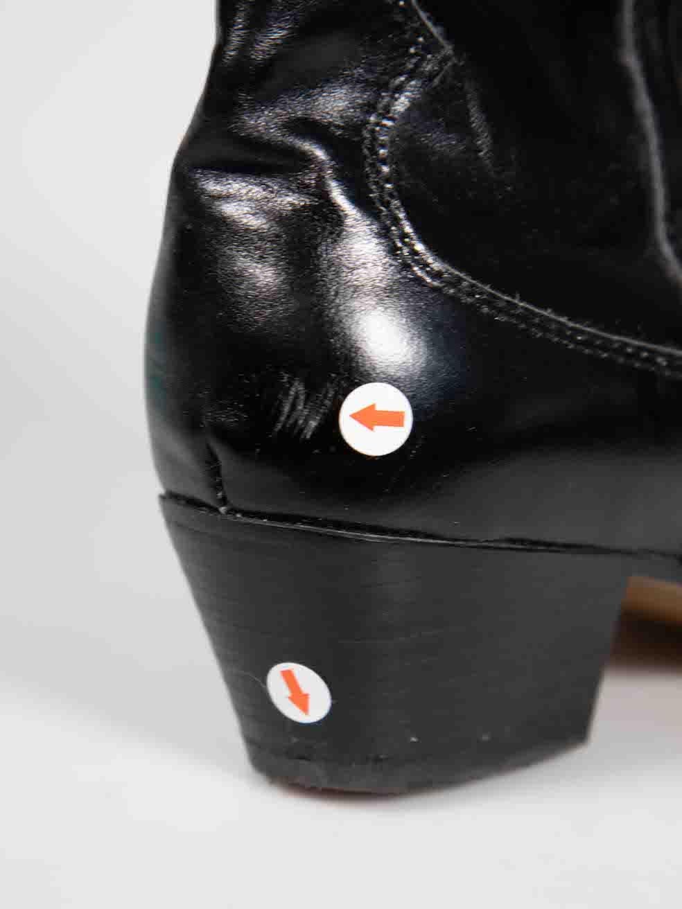 Isabel Marant Black Leather Dahope Cowboy Boots Size IT 38 For Sale 2