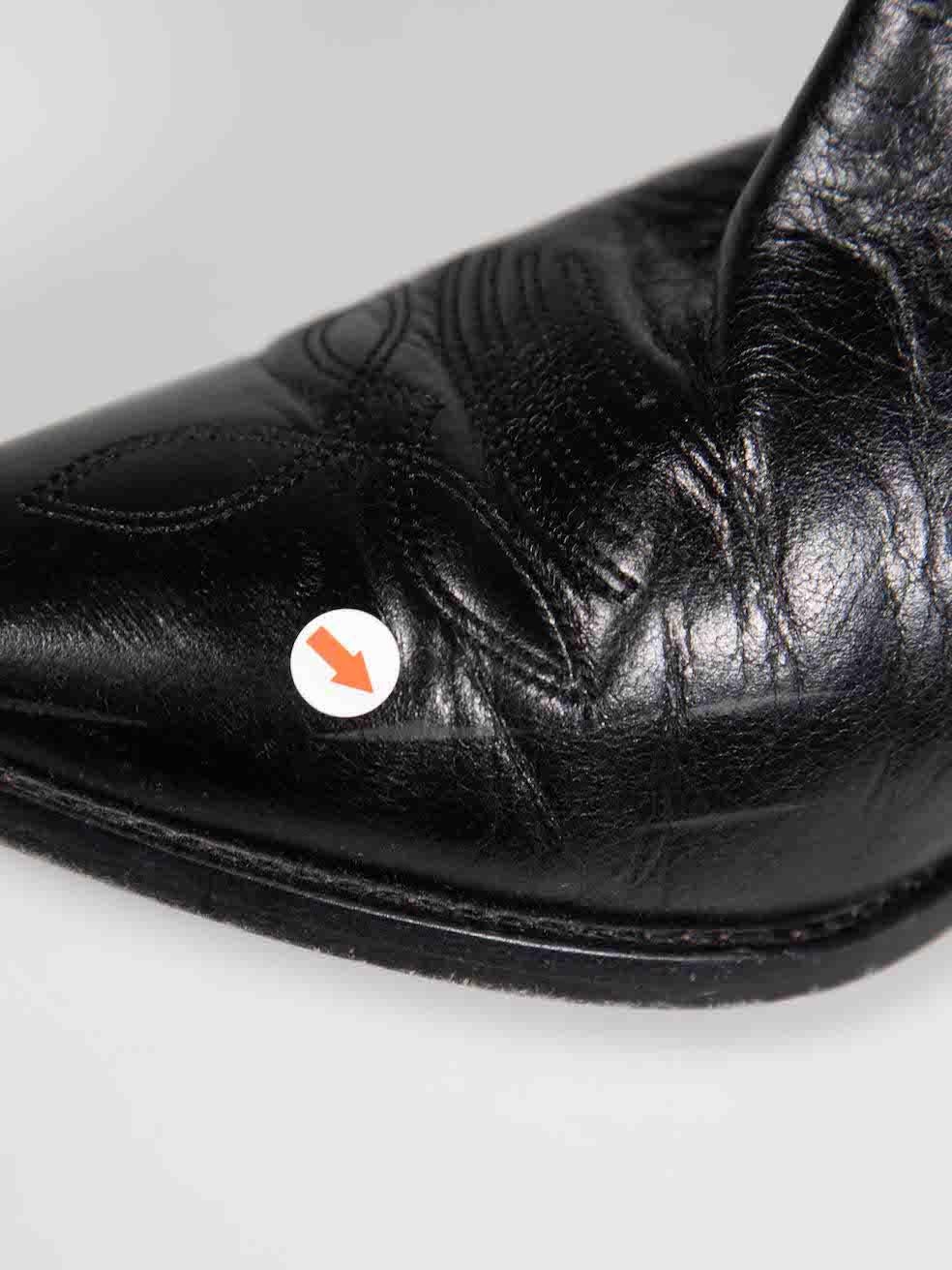 Isabel Marant Black Leather Dahope Cowboy Boots Size IT 38 For Sale 3