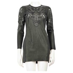 Isabel Marant Black Leather Laser Cut Mini Dress Size S