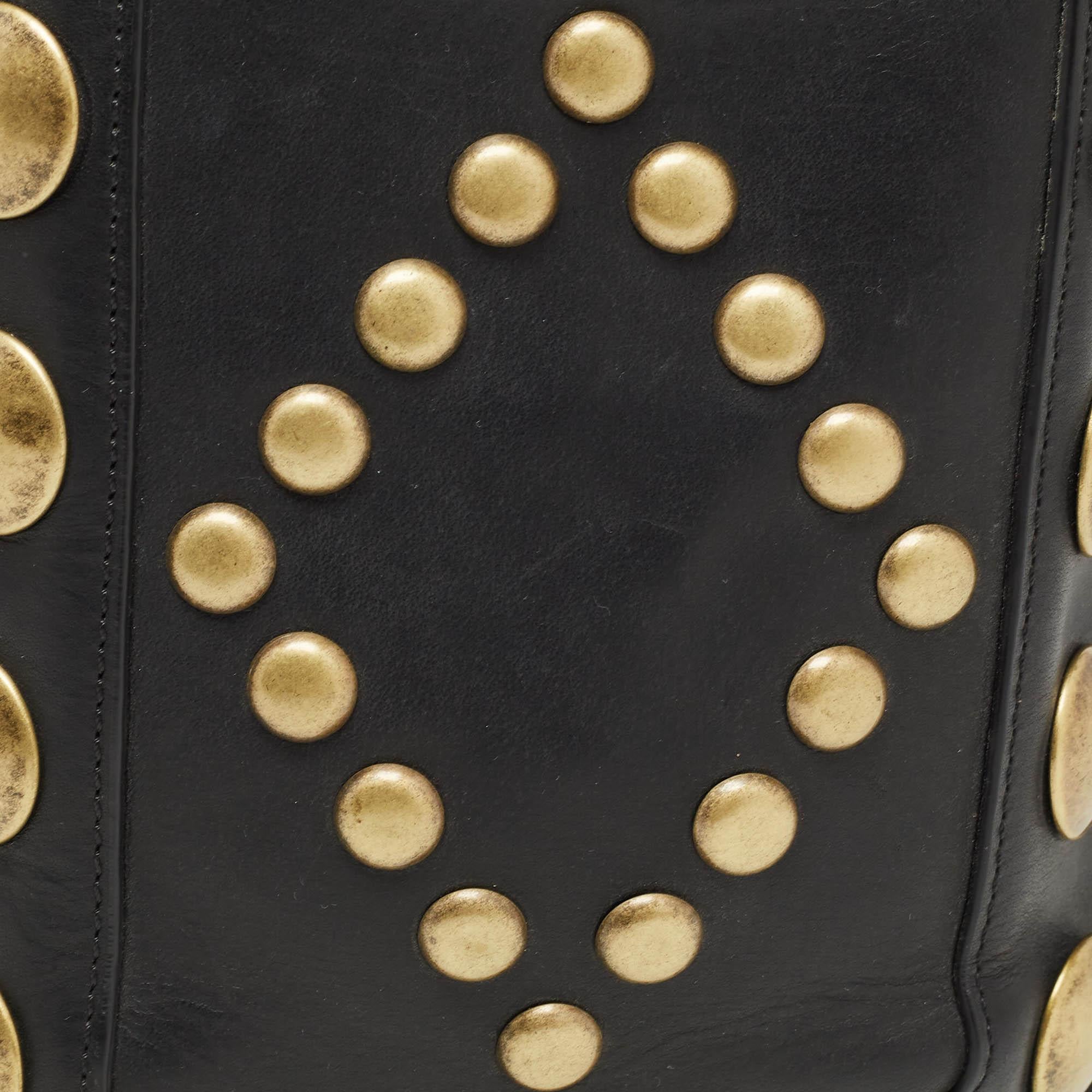 Isabel Marant Black Leather Nasko Studded Crossbody Bag For Sale 7
