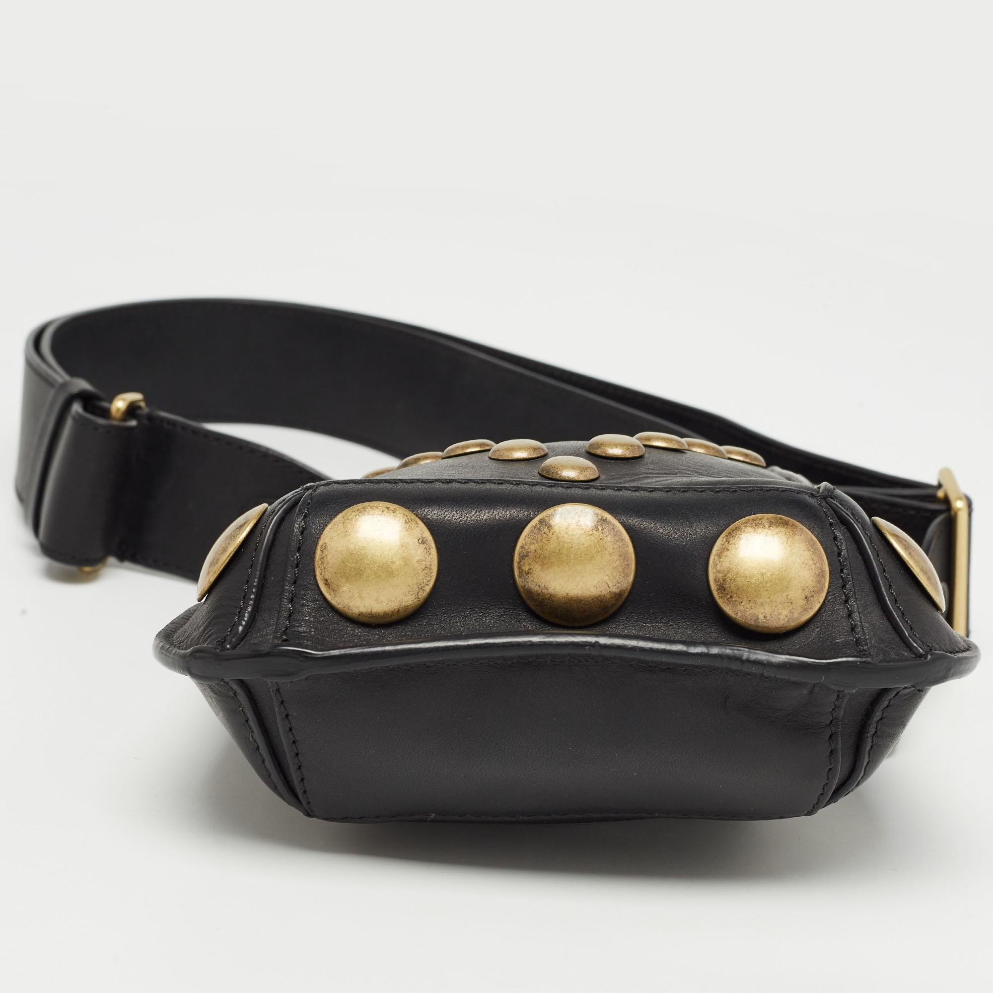 Isabel Marant Black Leather Nasko Studded Crossbody Bag For Sale 9
