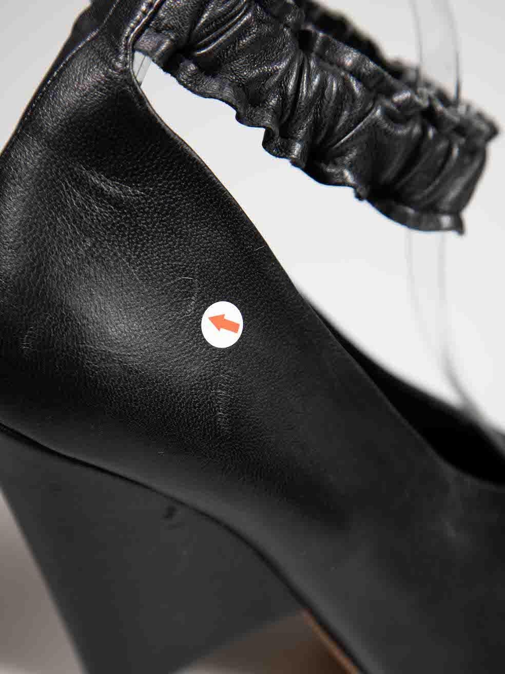 Isabel Marant Black Leather Ruched Ankle Heels Size IT 38 For Sale 6