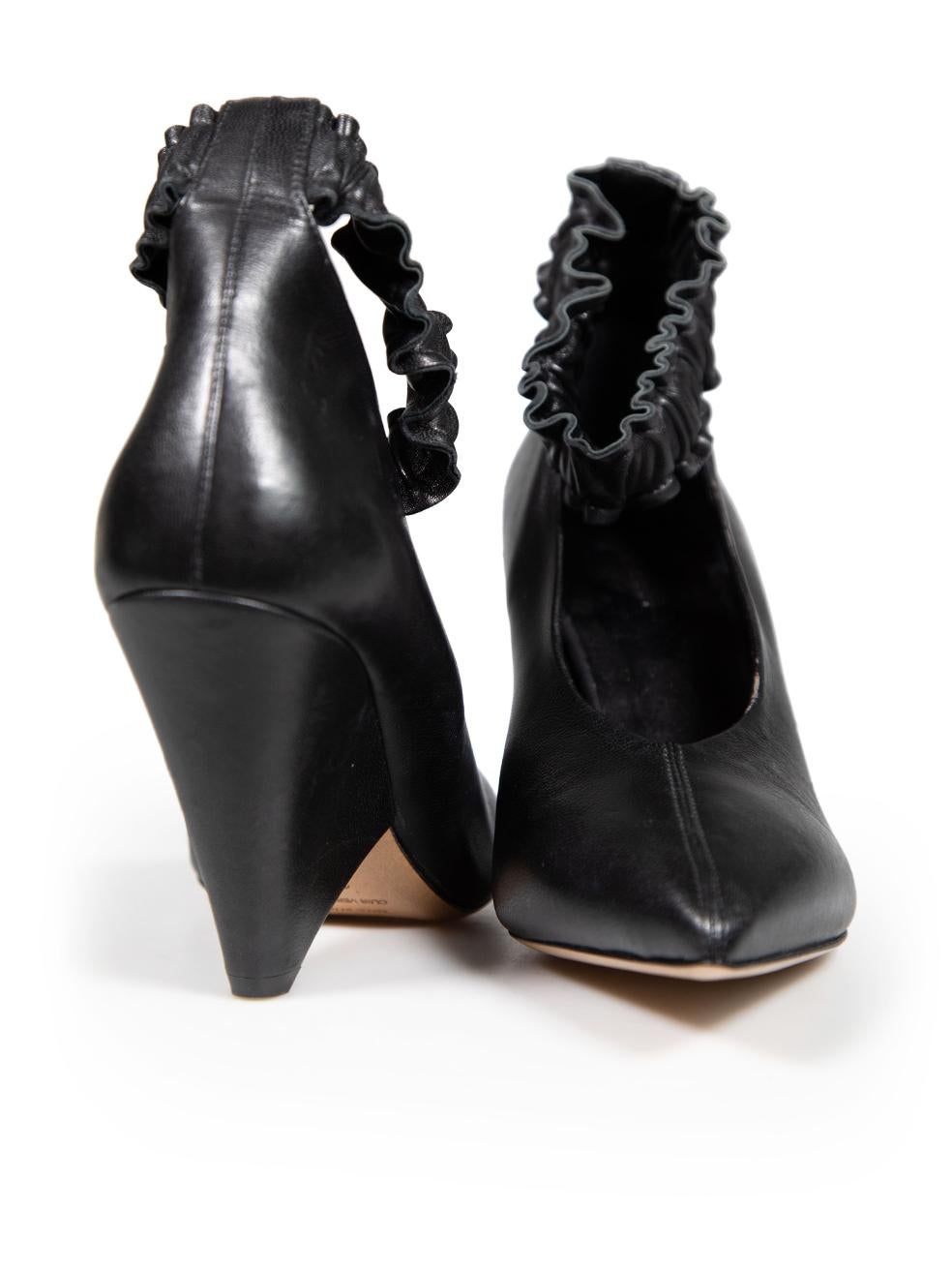 Isabel Marant Black Leather Ruched Ankle Heels Size IT 38 In Excellent Condition For Sale In London, GB