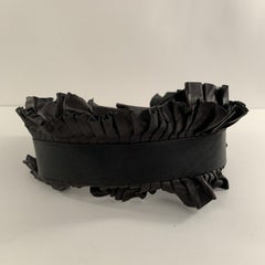 Isabel Marant Black Leather Ruffled Wide Waist Belt Size S