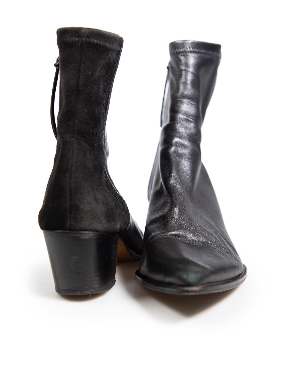 Isabel Marant Black Leather & Suede Ankle Boots Size IT 38 In Good Condition For Sale In London, GB