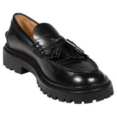 Isabel Marant Black Leather Tassel Slip On Loafers Size IT 39