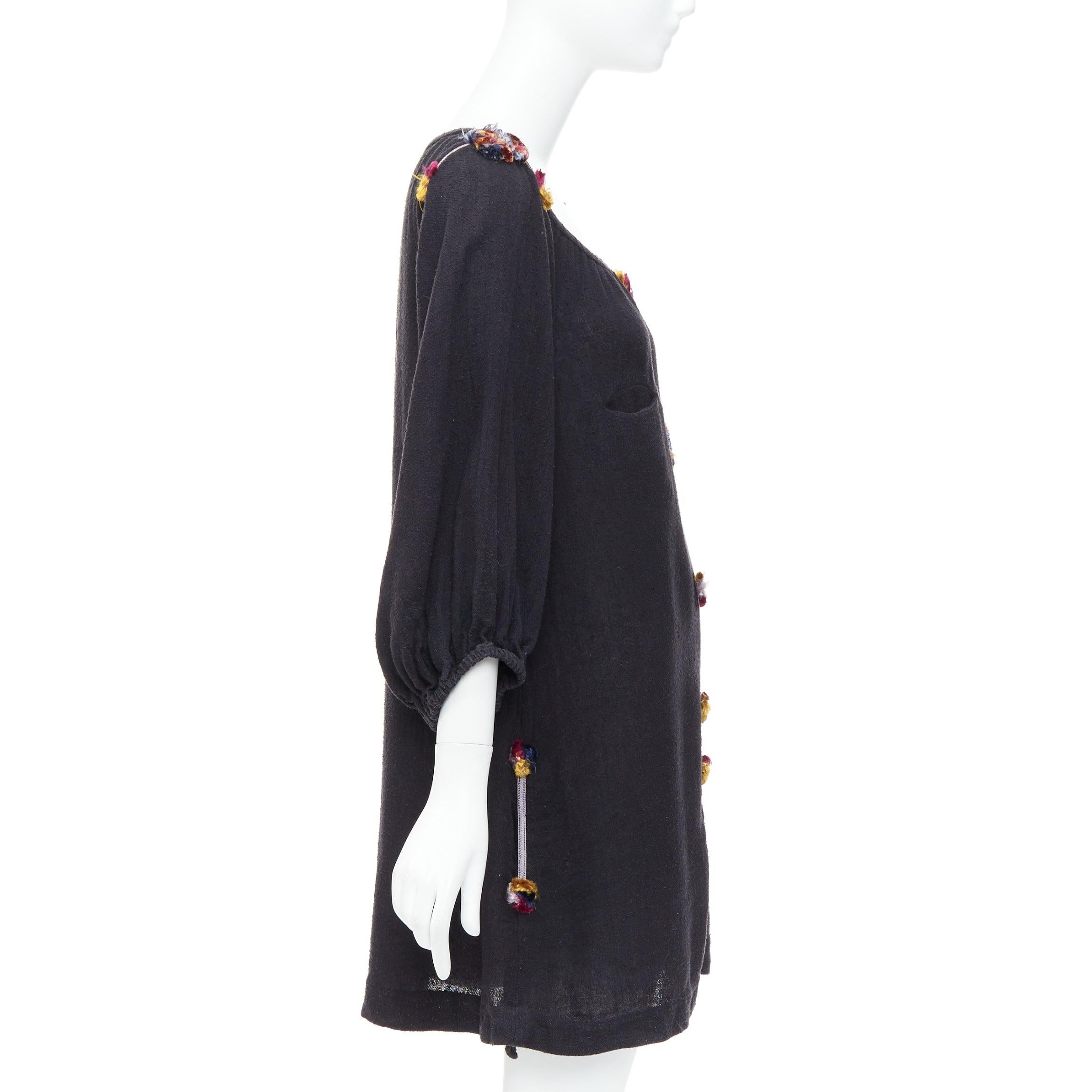 Women's ISABEL MARANT black multicolour pompom trim boho dress Sz.1 S For Sale